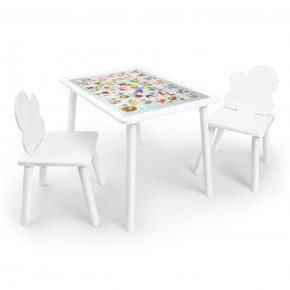 Детский комплект стол и два стула Облачко Rolti Baby с накладкой Алфавит (белая столешница/белое сиденье/белые ножки) в Чайковском - chaykovskiy.ok-mebel.com | фото
