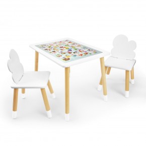 Детский комплект стол и два стула Облачко Rolti Baby с накладкой Алфавит (белая столешница/белое сиденье/береза ножки) в Чайковском - chaykovskiy.ok-mebel.com | фото