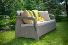 Диван пластиковый Корфу Макс (Corfu love seat max) капучино - песок в Чайковском - chaykovskiy.ok-mebel.com | фото 3