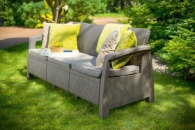 Диван пластиковый Корфу Макс (Corfu love seat max) капучино - песок в Чайковском - chaykovskiy.ok-mebel.com | фото 4