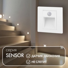 DK1020-WH Светильник встраиваемый в стену c датчиком движения, IP 20, LED 3000, 1 Вт, белый, пластик в Чайковском - chaykovskiy.ok-mebel.com | фото 2