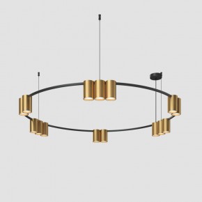 DK4067-BK+SG Подвесной светильник ORBIT, IP20, 15xGU10 LED, до 15 Вт, черный + сатинированное золото, алюминий в Чайковском - chaykovskiy.ok-mebel.com | фото