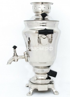 Электрический самовар из латуни никелированный на 1,5 литра форма "Тюльпан" с защитой от выкипания в Чайковском - chaykovskiy.ok-mebel.com | фото 1