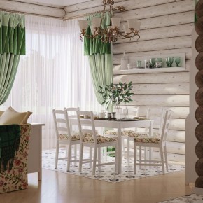 Комлект Вествик обеденный стол и четыре стула, массив сосны, цвет белый в Чайковском - chaykovskiy.ok-mebel.com | фото 1