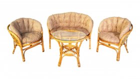Комплект Багама с диваном, подушки коричневые полные твил (Мёд) стол круглый в Чайковском - chaykovskiy.ok-mebel.com | фото 1