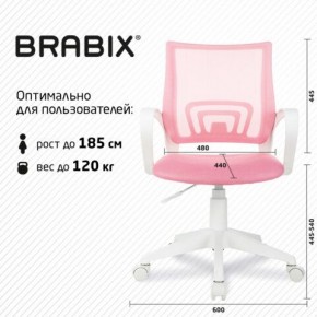 Кресло BRABIX "Fly MG-396W", с подлокотниками, пластик белый, сетка, розовое, 533008 в Чайковском - chaykovskiy.ok-mebel.com | фото 5