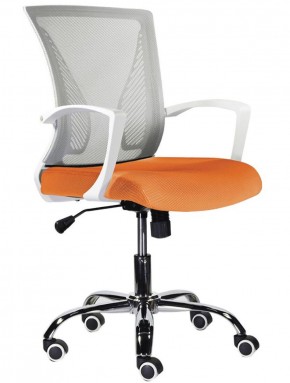 Кресло BRABIX "Wings MG-306", пластик белый, хром, сетка, серое/оранжевое, 532011 в Чайковском - chaykovskiy.ok-mebel.com | фото 1