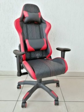 Кресло геймерское Barneo K-52 (черная экокожа красные вставки) в Чайковском - chaykovskiy.ok-mebel.com | фото