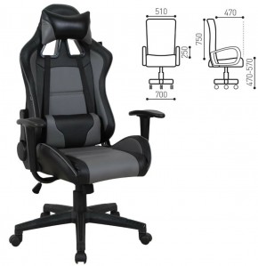Кресло компьютерное BRABIX "GT Racer GM-100" (черное/серое) 531926 в Чайковском - chaykovskiy.ok-mebel.com | фото 2