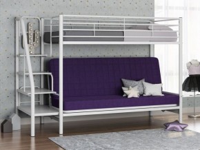 Кровать двухъярусная с диваном "Мадлен-3" (Белый/Фиолетовы) в Чайковском - chaykovskiy.ok-mebel.com | фото 1