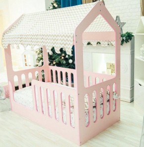 Кровать-домик без ящика 800*1600 (Розовый) в Чайковском - chaykovskiy.ok-mebel.com | фото 1