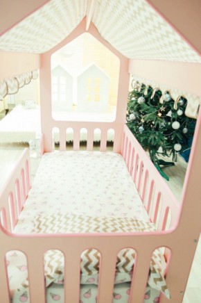 Кровать-домик без ящика 800*1600 (Розовый) в Чайковском - chaykovskiy.ok-mebel.com | фото 3