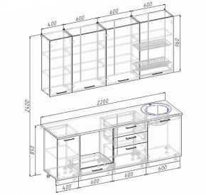 Кухонный гарнитур Антрацит 2200 (Стол. 26мм) в Чайковском - chaykovskiy.ok-mebel.com | фото 3