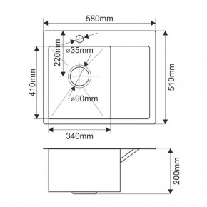 Мойка HD5851L MELANA ProfLine 3,0/200 САТИН врезная прямоугольная с коландером HD5851L в Чайковском - chaykovskiy.ok-mebel.com | фото 2