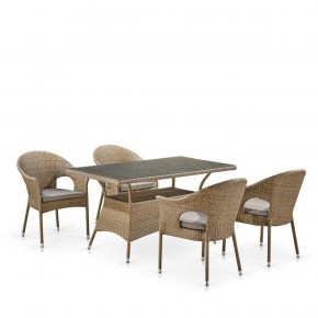 Обеденный комплект плетеной мебели T198B/Y79B-W56 Light Brown (4+1) в Чайковском - chaykovskiy.ok-mebel.com | фото 1