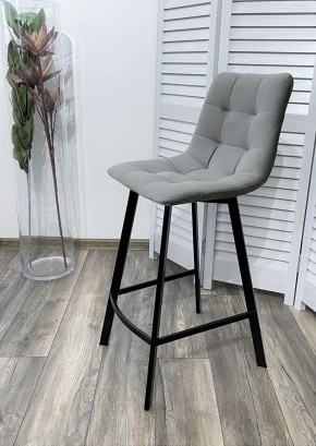Полубарный стул CHILLI-QB SQUARE светло-серый #26, велюр / черный каркас (H=66cm) М-City в Чайковском - chaykovskiy.ok-mebel.com | фото 2