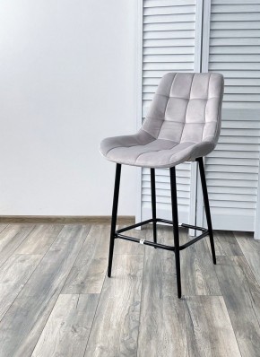 Полубарный стул ХОФМАН, цвет H-09 Светло-серый, велюр / черный каркас H=63cm М-City в Чайковском - chaykovskiy.ok-mebel.com | фото 2
