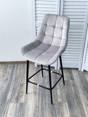 Полубарный стул ХОФМАН, цвет H-09 Светло-серый, велюр / черный каркас H=63cm М-City в Чайковском - chaykovskiy.ok-mebel.com | фото 4