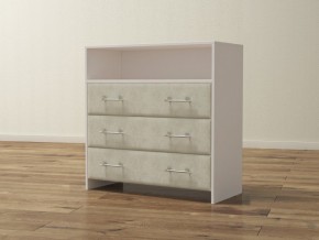 PROxSON Комод Varna (ЛДСП Белая+ткань Белый/Savana Milk (молочный)) 90x40 в Чайковском - chaykovskiy.ok-mebel.com | фото