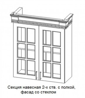 Секция навесная 2-х ств. с полкой "Верона", фасад со стеклом (800) в Чайковском - chaykovskiy.ok-mebel.com | фото