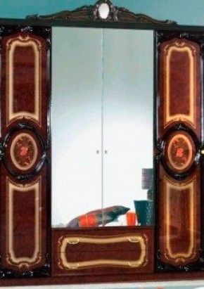 Шкаф 4-х дверный с зеркалами (01.144) Роза (могано) в Чайковском - chaykovskiy.ok-mebel.com | фото