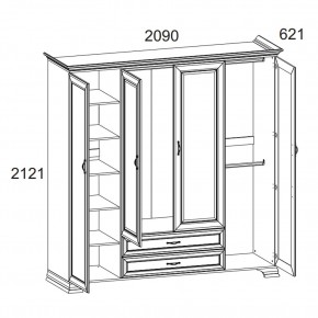 Шкаф 4D2S Z, TIFFANY, цвет вудлайн кремовый в Чайковском - chaykovskiy.ok-mebel.com | фото