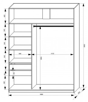 Шкаф-купе 1800 серии SOFT D1+D3+B2+PL1 (2 ящика+1штанга) профиль «Графит» в Чайковском - chaykovskiy.ok-mebel.com | фото 3