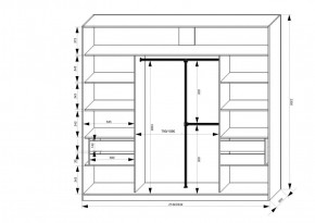 Шкаф-купе 2150 серии NEW CLASSIC K4+K4+K4+B22+PL4(по 2 ящика лев/прав+F обр.штанга) профиль «Капучино» в Чайковском - chaykovskiy.ok-mebel.com | фото 3