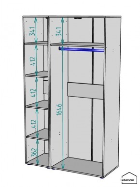Шкаф Linnea MHR-3-1 2050х1200х510 (Графит-М 11.1.25) в Чайковском - chaykovskiy.ok-mebel.com | фото 3