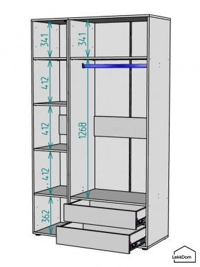 Шкаф Linnea MHR-3-2 2050х1200х510 (ДВ-М 11.1.25) в Чайковском - chaykovskiy.ok-mebel.com | фото 3