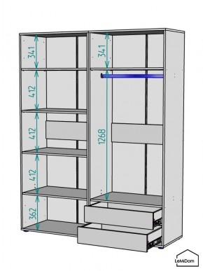 Шкаф Linnea MHR-4-2 2050х1600х510 (ДВ-М 11.1.25) в Чайковском - chaykovskiy.ok-mebel.com | фото 3