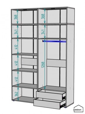 Шкаф с антресолью Linnea MHR-4A-2 2450х1600х510 (ДВ-М 11.1.25) в Чайковском - chaykovskiy.ok-mebel.com | фото 3
