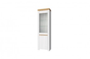 Шкаф с витриной  1V1D, TAURUS, цвет белый/дуб вотан в Чайковском - chaykovskiy.ok-mebel.com | фото