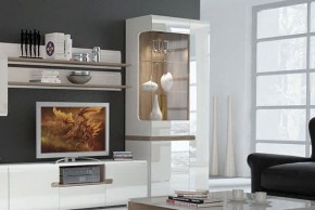 Шкаф с витриной 3D/TYP 01L, LINATE ,цвет белый/сонома трюфель в Чайковском - chaykovskiy.ok-mebel.com | фото 6