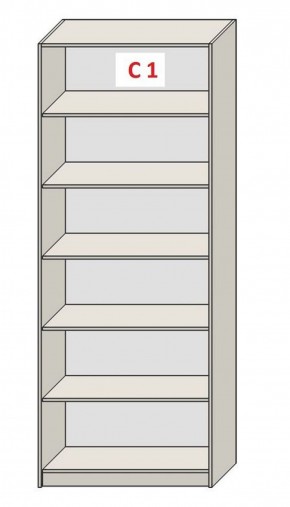 Шкаф СТАНДАРТ С1 без ящика серия "ГЕСТИЯ" (Бело-серый/Дуб Небраска натуральный ) 800*520*2300 в Чайковском - chaykovskiy.ok-mebel.com | фото 3