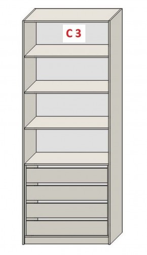 Шкаф СТАНДАРТ С3 4 ящика серия "ГЕСТИЯ" (Бежевый песок/Дуб Небраска натуральный) 800*520*2300 в Чайковском - chaykovskiy.ok-mebel.com | фото 2