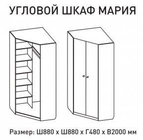 Шкаф угловой Мария 880*880 (ЛДСП 1 кат.) в Чайковском - chaykovskiy.ok-mebel.com | фото 2