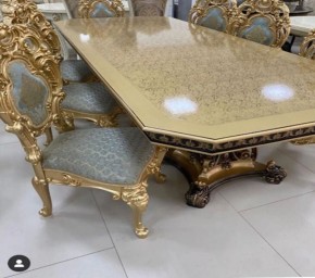 Стол прямоугольный раскладной Изабелла GOLD (столешница под мрамор) 2500(3000)*1100 в Чайковском - chaykovskiy.ok-mebel.com | фото