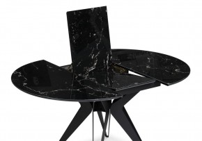 Стол стеклянный Рикла 110(150)х110х76 черный мрамор / черный в Чайковском - chaykovskiy.ok-mebel.com | фото 4