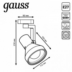 Светильник на штанге Gauss Track Light TR005 в Чайковском - chaykovskiy.ok-mebel.com | фото 6