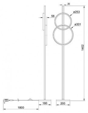 Торшер Arte Lamp Fluido A3913PN-24BK в Чайковском - chaykovskiy.ok-mebel.com | фото 2