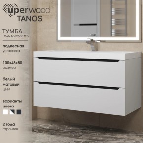 Тумба под раковину Uperwood Tanos 100 см, подвесная, белая/графит в Чайковском - chaykovskiy.ok-mebel.com | фото 3