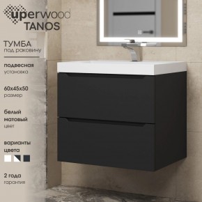 Тумба под раковину Uperwood Tanos 60 см, подвесная, черная матовая в Чайковском - chaykovskiy.ok-mebel.com | фото 3