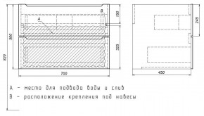Тумба под раковину Uperwood Tanos 70 см, подвесная, белая/графит в Чайковском - chaykovskiy.ok-mebel.com | фото 7