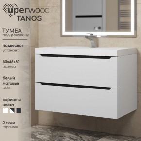 Тумба под раковину Uperwood Tanos 80 см, подвесная, белая/графит в Чайковском - chaykovskiy.ok-mebel.com | фото 3