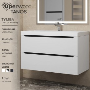 Тумба под раковину Uperwood Tanos 90 см, подвесная, белая/графит в Чайковском - chaykovskiy.ok-mebel.com | фото 3